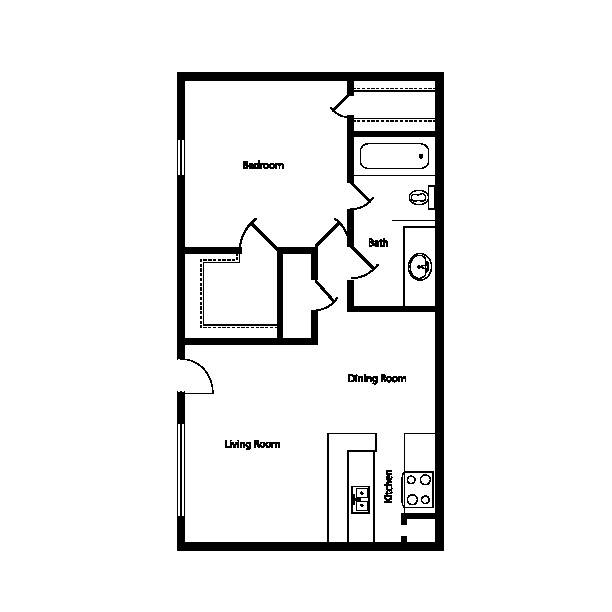 One Bedroom/One Bath 722 Sq Ft