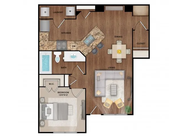 1x1 Floor Plan