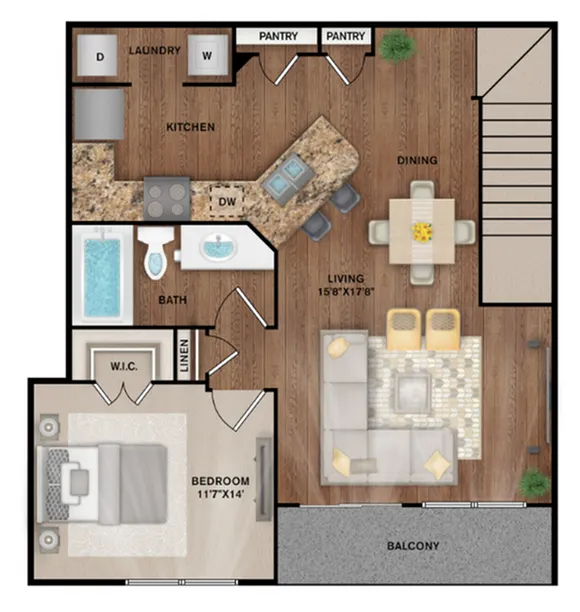 1x1 Floor Plan