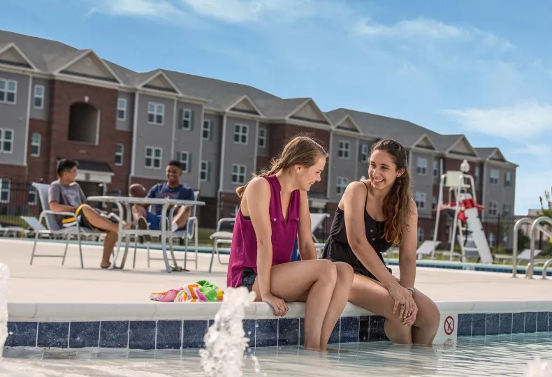 Residents at the pool