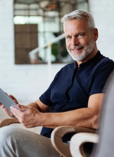 Retired Military Service Member Sitting Reading