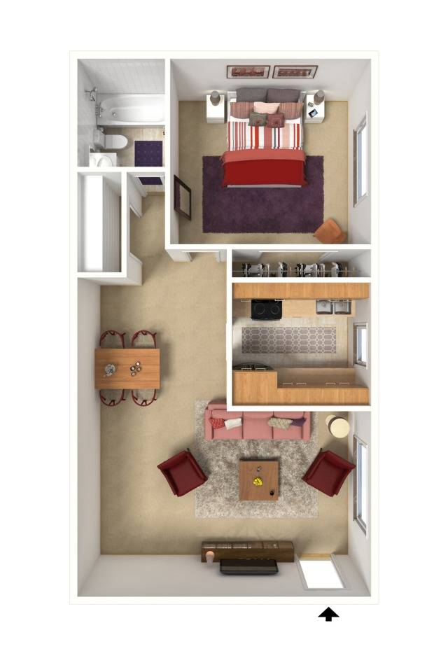 3D One Bedroom
