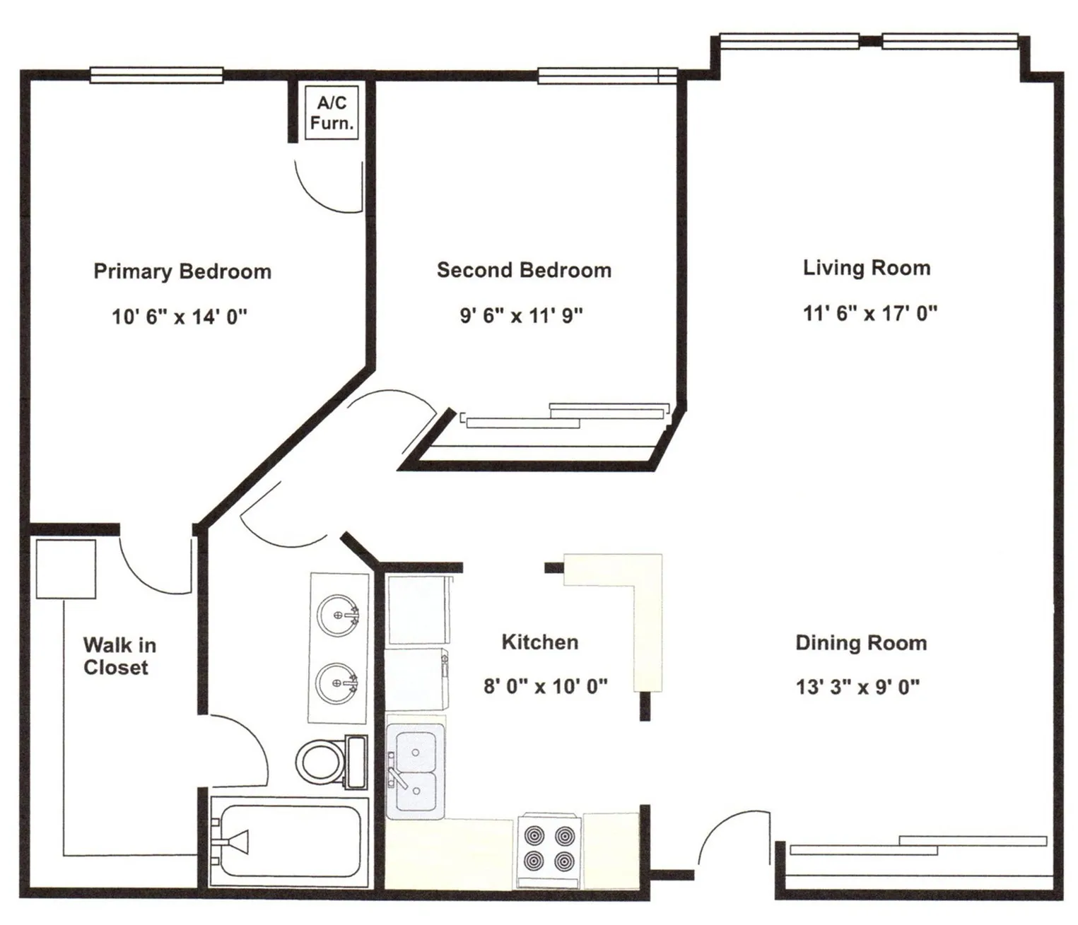 2 bed 1 bath