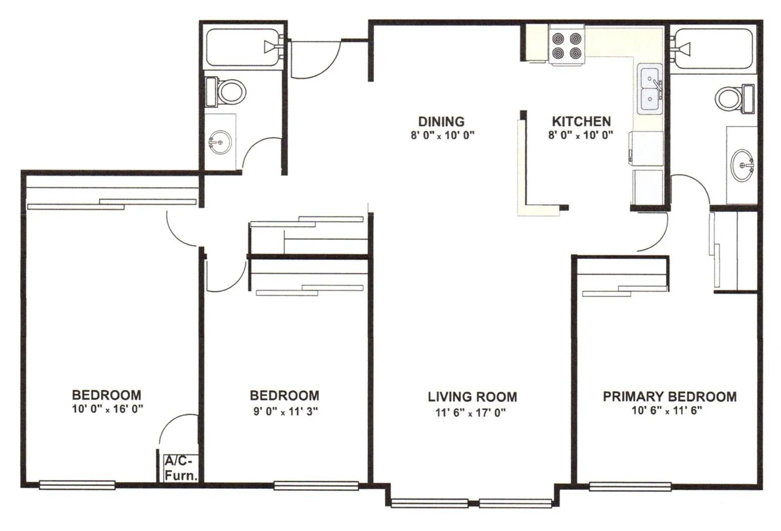 3 bed 1 bath