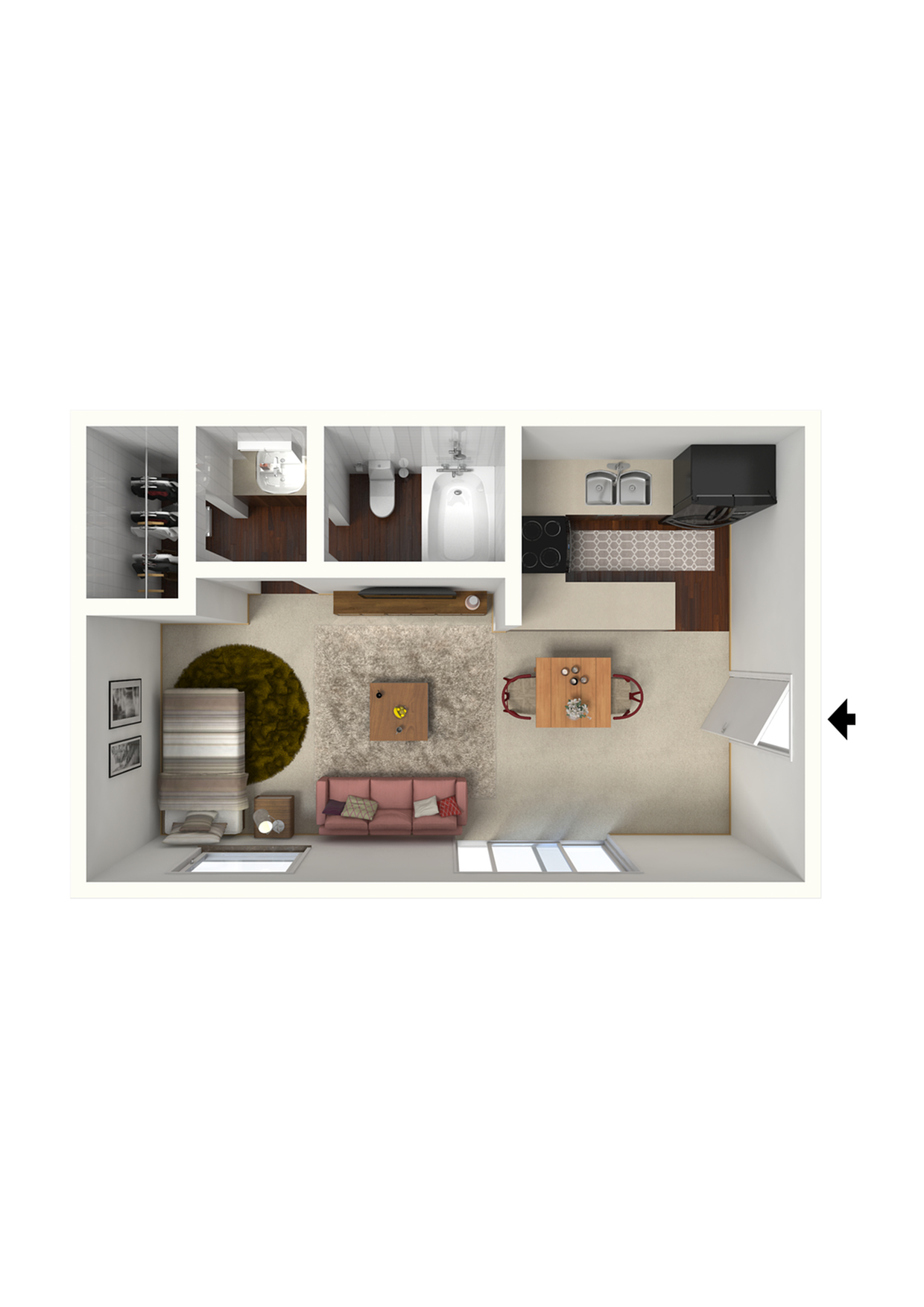 Studio - 375 SqFt.