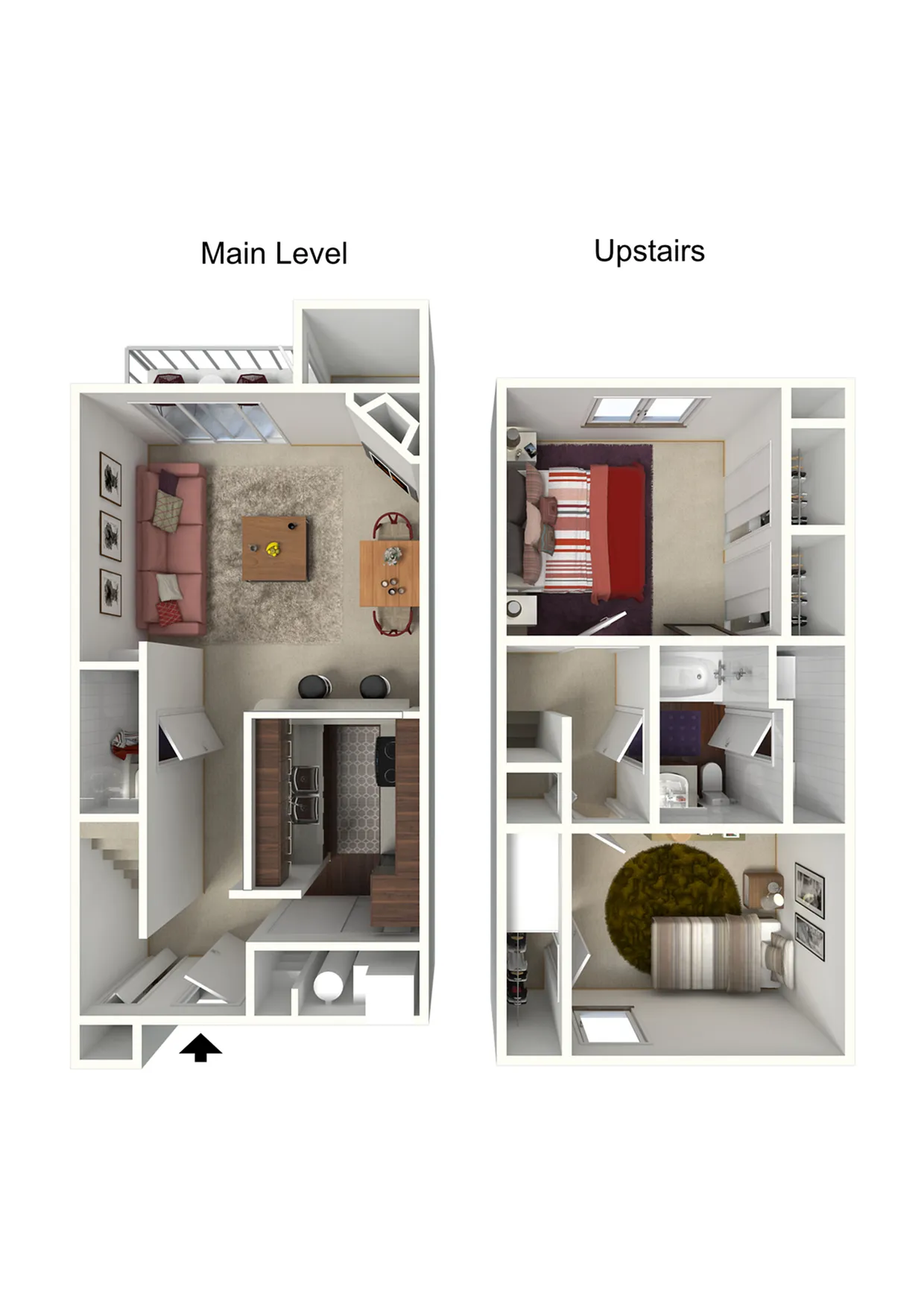 2x1.5 Townhouse - 975 SqFt.