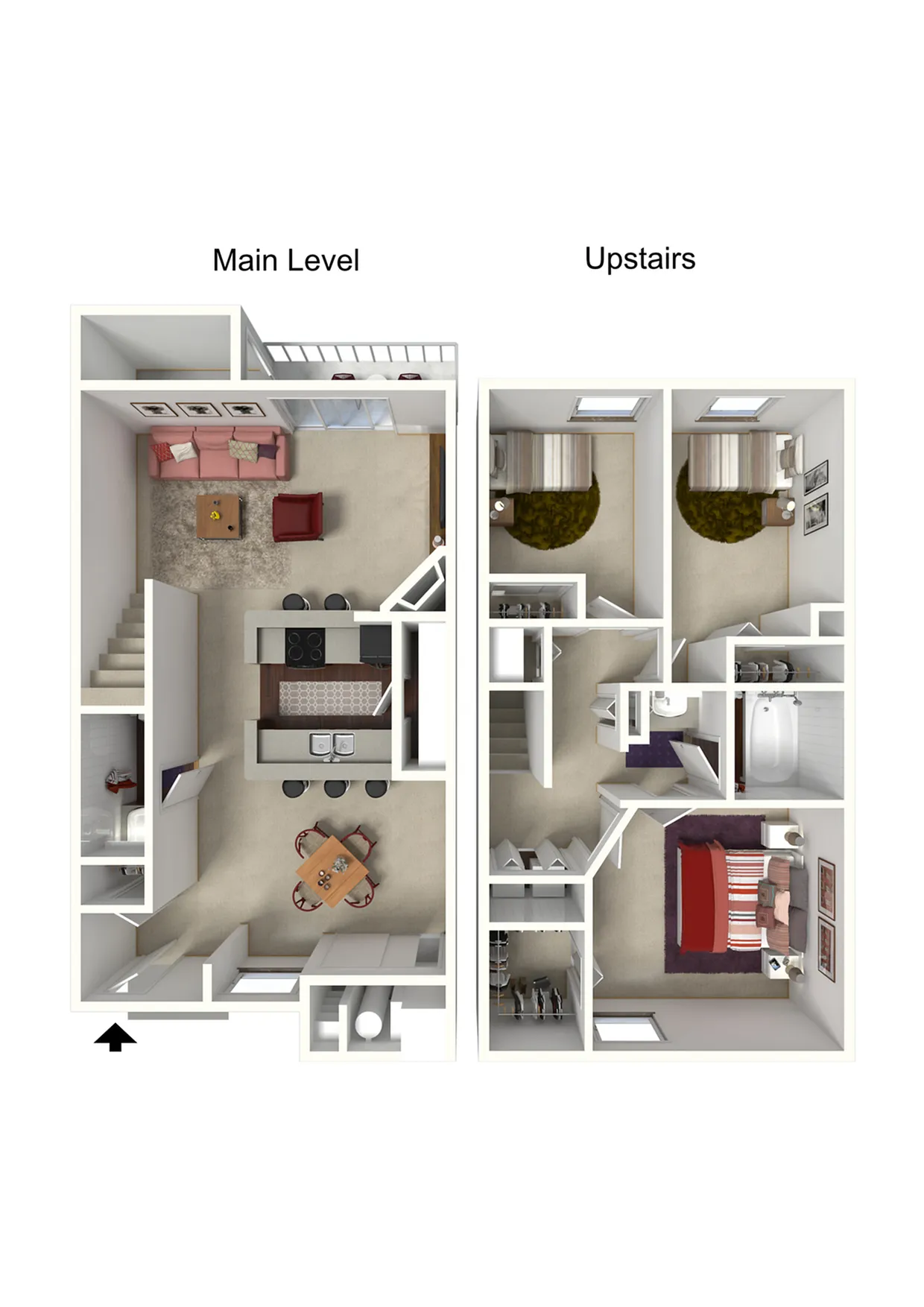 3x1.5 Townhouse - 1100 SqFt.