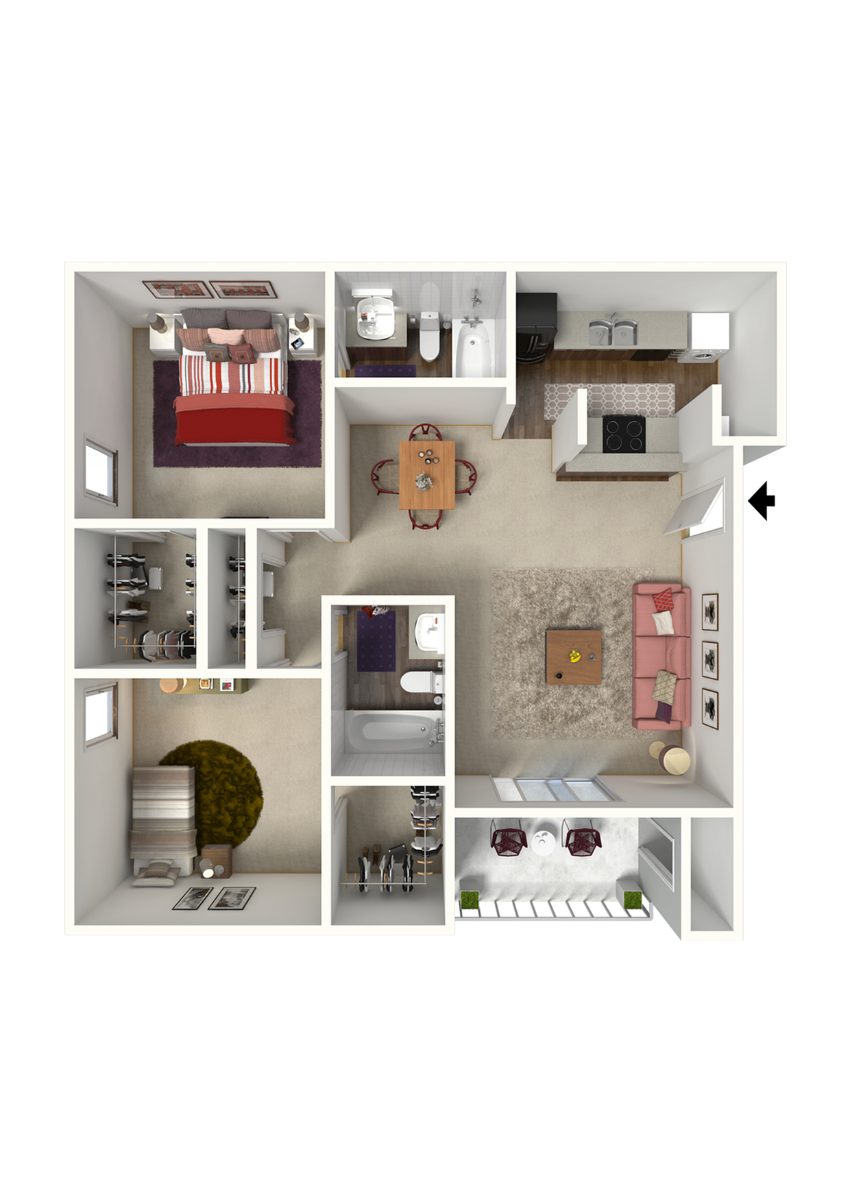 B1 - 2x2 - 932 SqFt.
