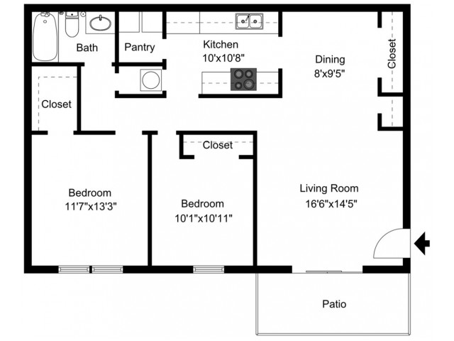 Mulberry: Two Bedroom, One Bath