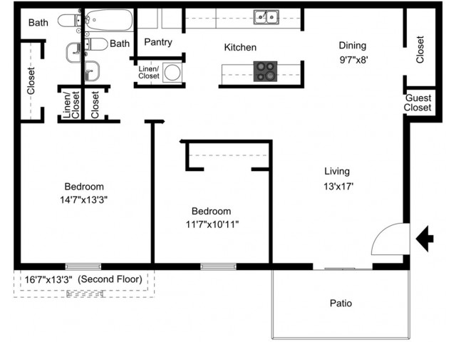 Magnolia: Renovated Two Bedroom, Two Bath