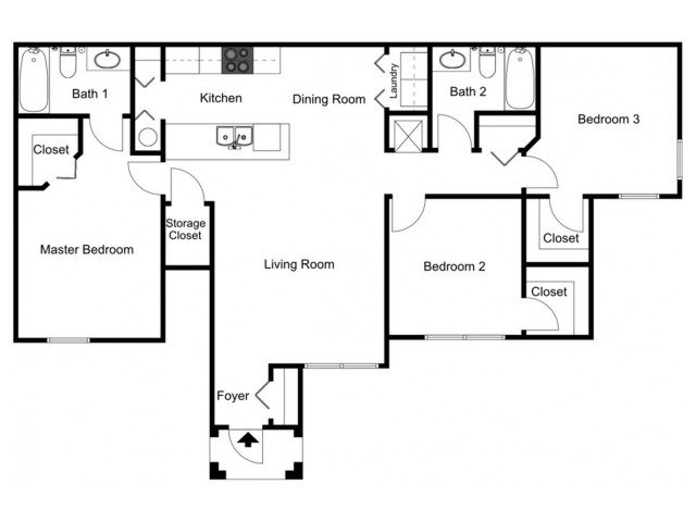 Magnolia - Three Bedroom, Two Bath, 1st Floor