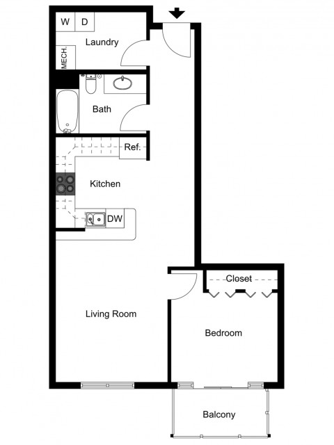 One Bedroom, One Bath - Small