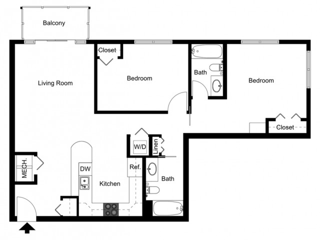 Two Bedroom, Two Bath - Large