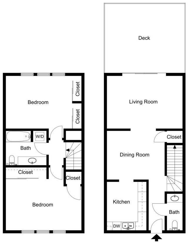 Maple - Two Bedroom, One and a half Bath Townhome