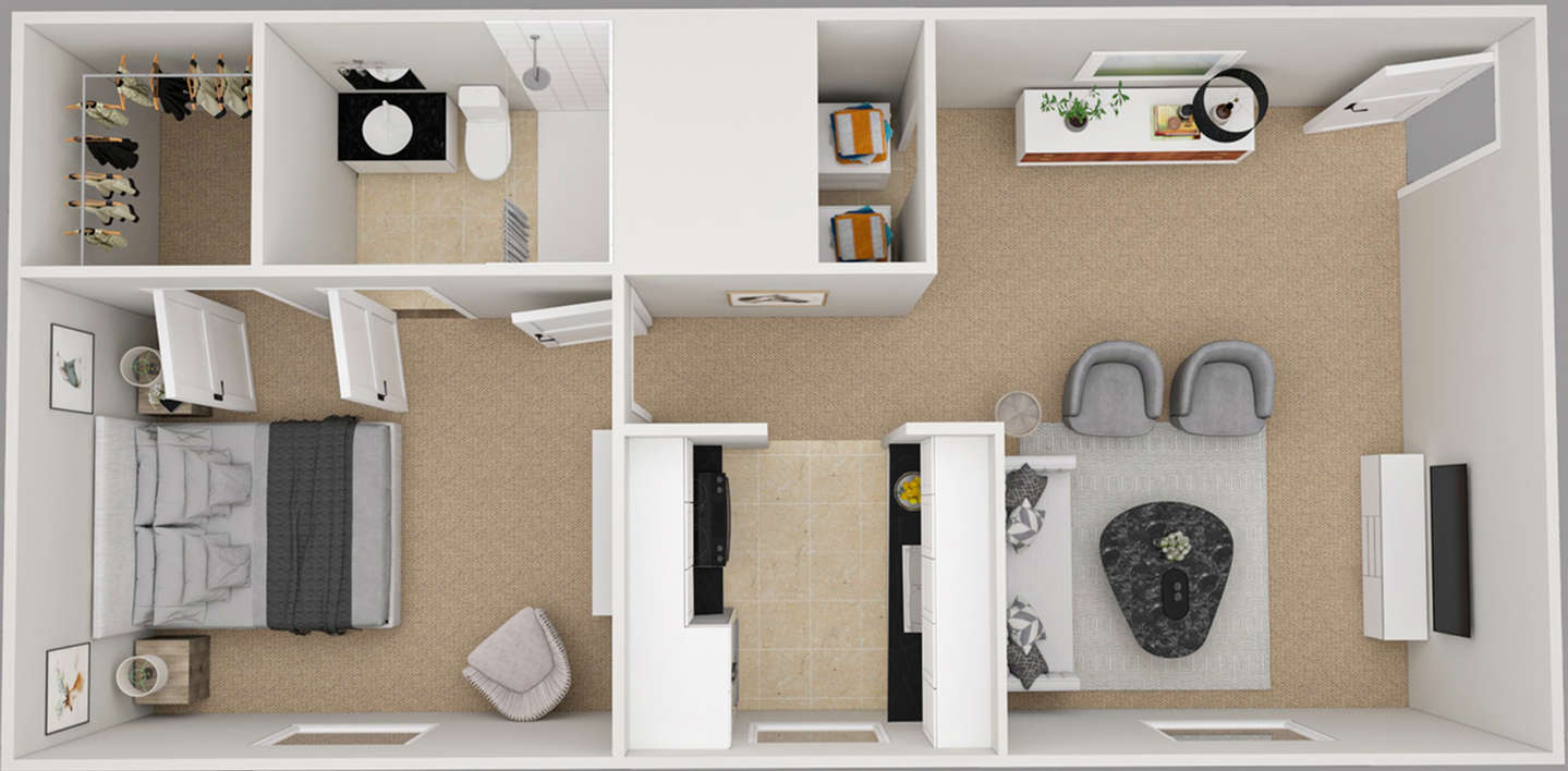 1 x 1 Floor Plan