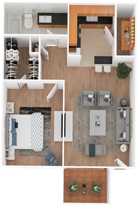 1 x 1 Floor Plan