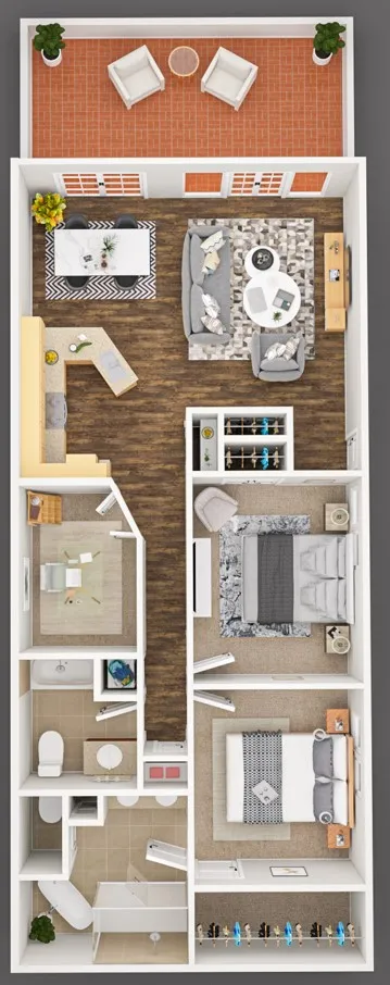2 Bed 2 Bath with Den
