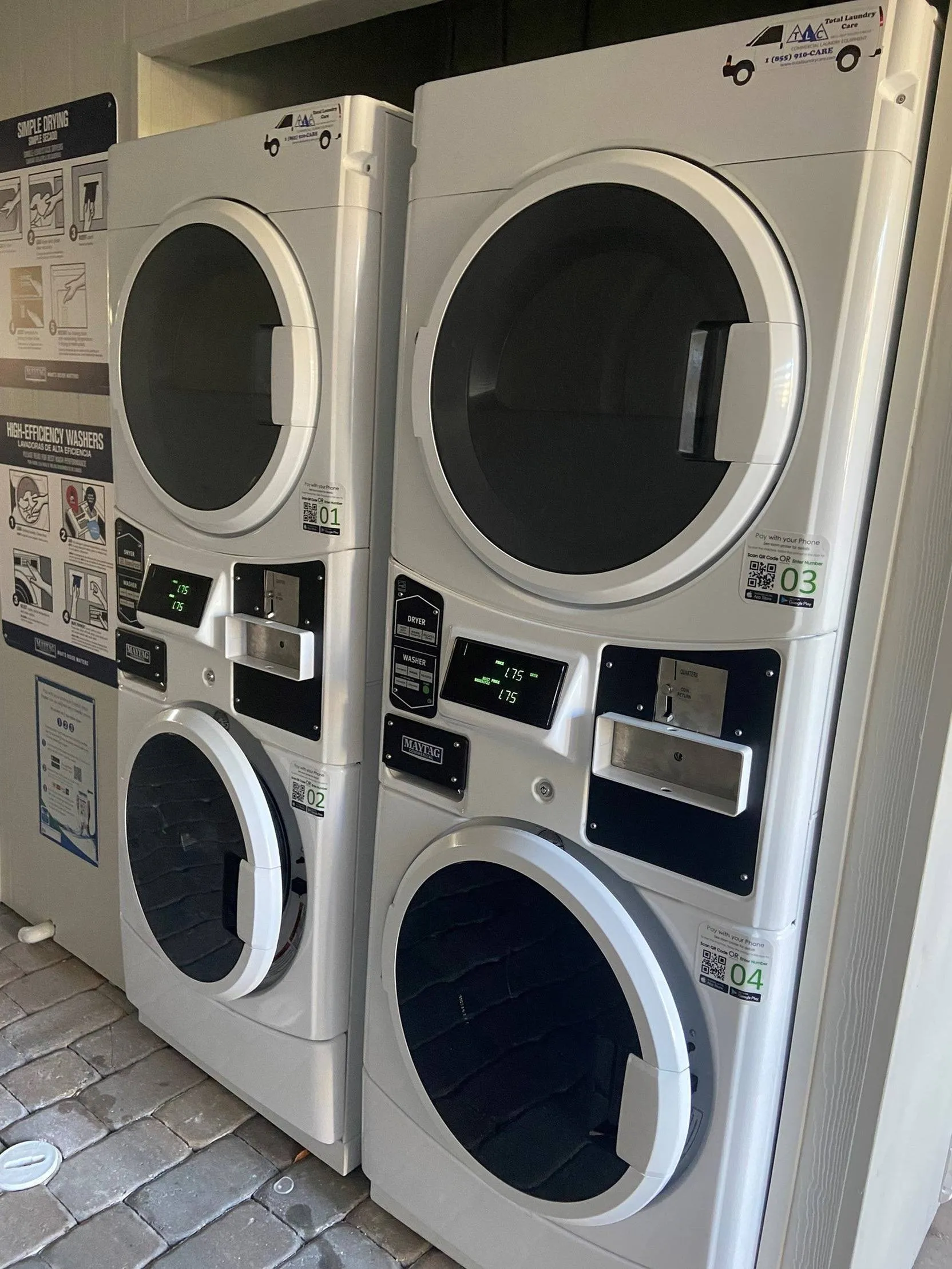 laundry, washers and dryers