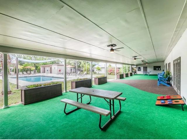 Outdoor activity area with games