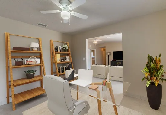 Den with Home Office