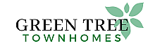 Elegant Green Tree Townhomes logo featuring stylized green leaves.
