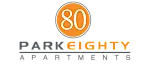 Logo for Park 80 Apartments with a modern and vibrant design featuring an orange circle and bold typography.
