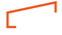 Dynamic architectural logo featuring a sleek orange and white design with modern angles.