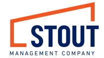 Bold Stout Management Company logo featuring an orange geometric design above the company name in deep blue letters.