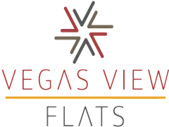 Modern Vegas View Flats logo featuring a stylish star design in earth tones.