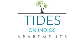 Tides on Indios Apartments logo featuring elegant palm trees, modern font, and a clean design.