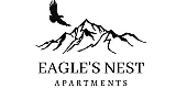 Elegant logo design for Eagle's Nest Apartments featuring a soaring eagle above mountain peaks.