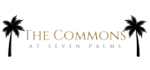 Elegant logo of The Commons with stylized palm trees, evoking a luxurious and serene environment.