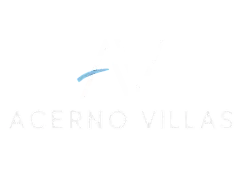 Modern logo design for Acerno Villas featuring elegant typography and a sleek graphic element.