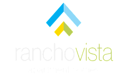 Rancho Vista Apartment Homes logo featuring a modern and colorful geometric design.