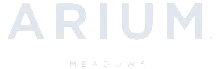 Elegant ARIUM Meadows logo on a sophisticated green background, showcasing modern and inviting branding.