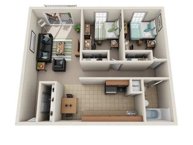 2 Bed 1 Bathroom Standard