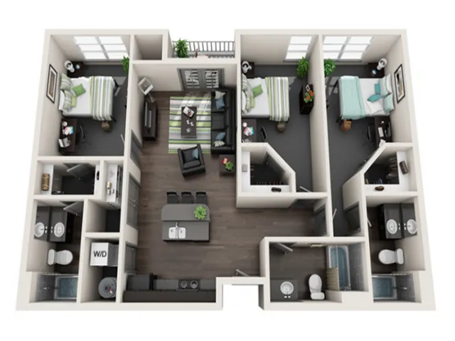 3 BEDROOMS