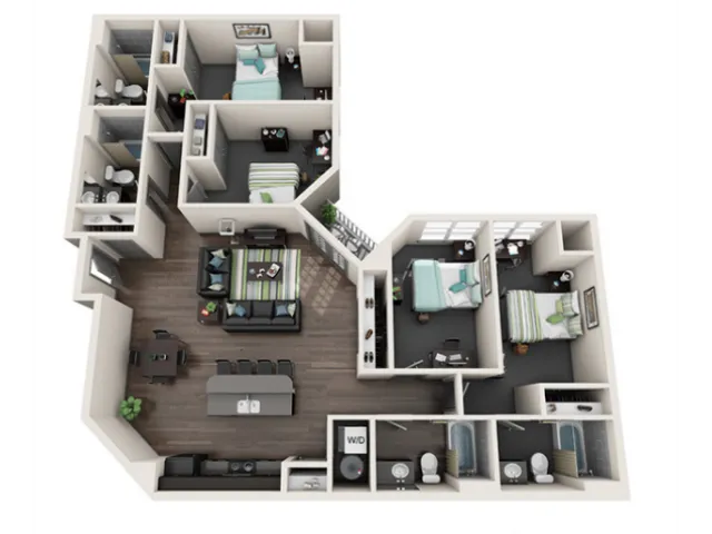 4 Bedrooms and 4 Private Bathrooms