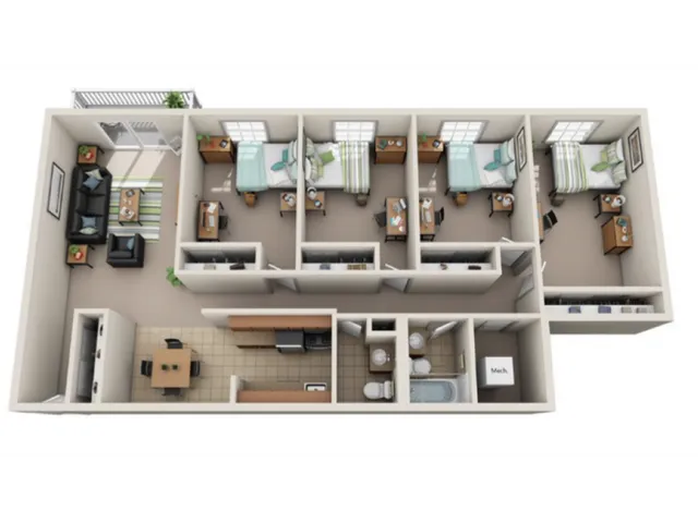 4 Bedroom 2 Bathroom