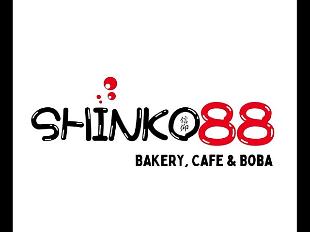 Dynamic Shinko88 logo with bold text and vibrant elements, highlighting its bakery, cafe, and boba offerings.