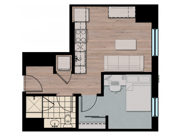 1X1 | 1 bed 1 bath | from 466 square feet