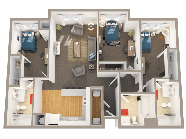 3 Bedroom 3 Bathroom | C1 | from 1212 square feet