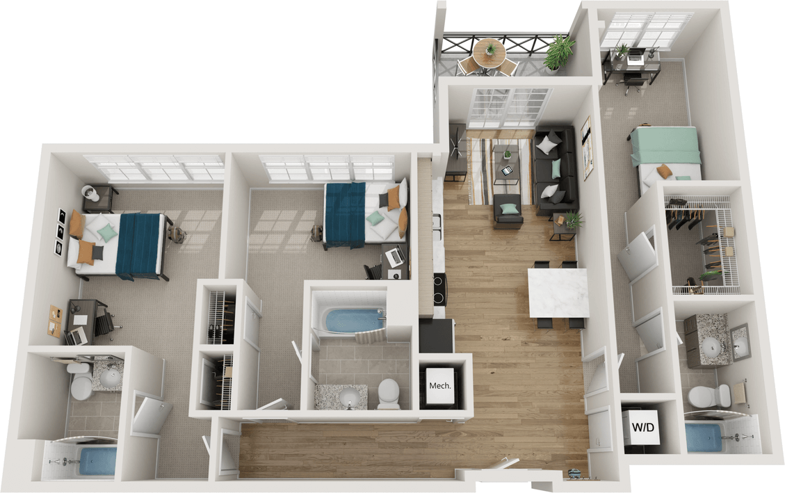 3BR/3BA - C1 | 3 Bed Apartment | Summit Place