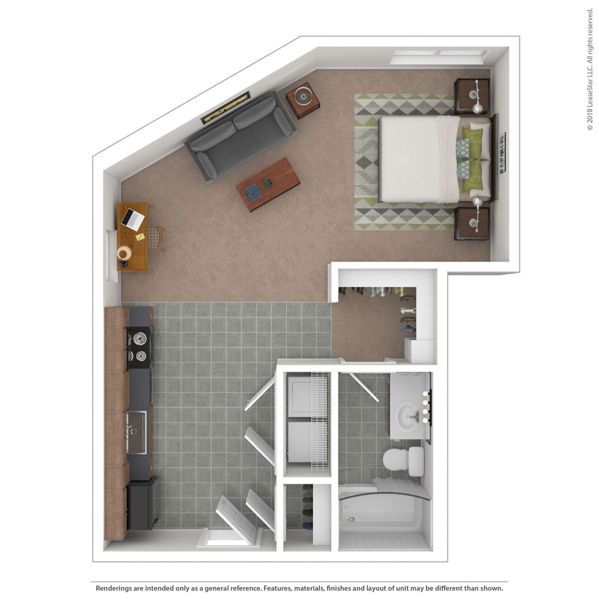 Cloud on Fifth - One-Bedroom Floor Plan