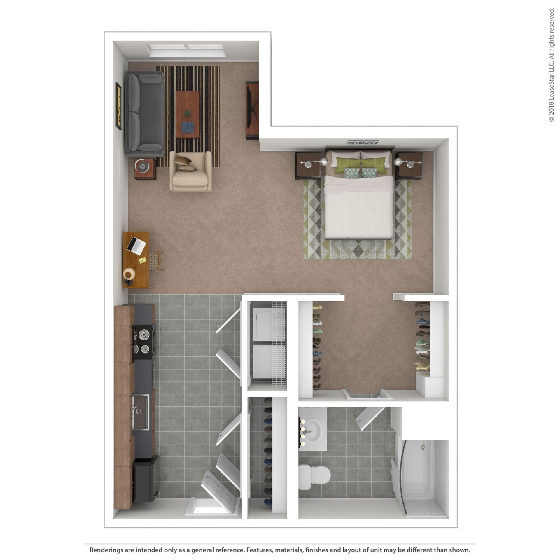 Cloud on Fifth - One-Bedroom Floorplan