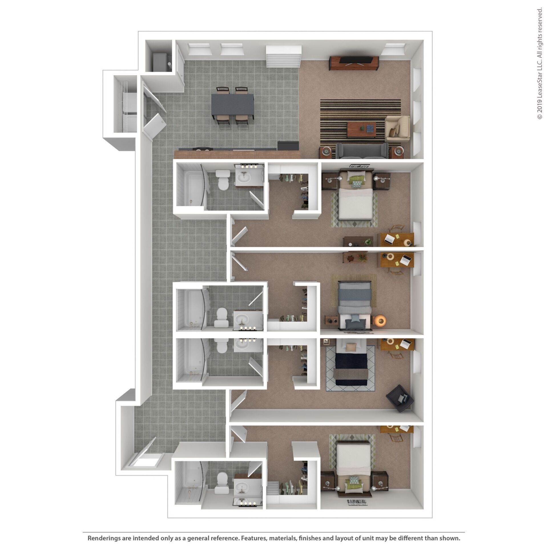 Cloud on Fifth - Three-Bedroom Floorplan
