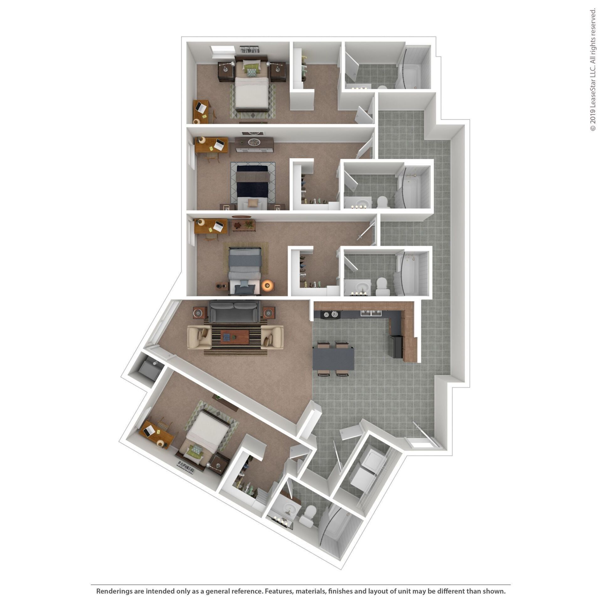 Cloud on Fifth - Three-Bedroom Floorplan