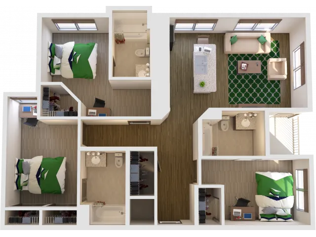 3x3 | 3 bed 3 bath | from 1393 square feet