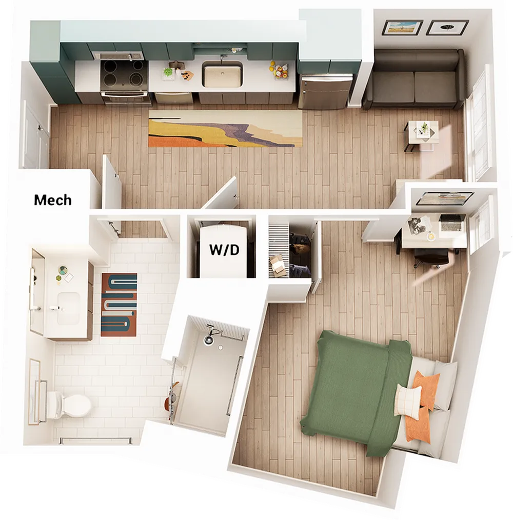 1x1 | 1 bed 1 bath | from 519 square feet