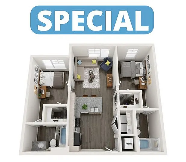 B2 | 2 bed 2 bath | from 809 square feet